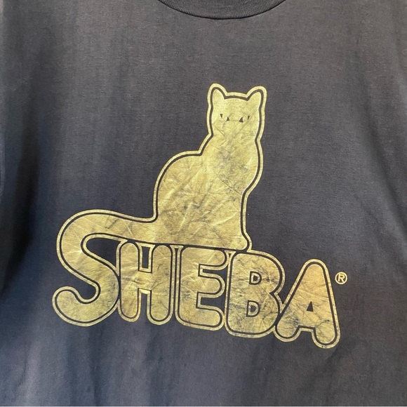 Vintage Sheba Single Stitch Cat Food Metallic USA Logo Shirt T-Shirt Rare Grey - Picture 3 of 13
